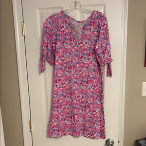 Lilly Pulitzer Pink and Blue Floral Midi Dress